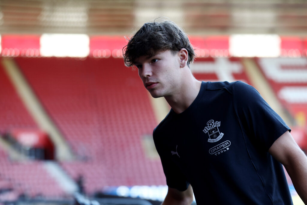 Tyler Dibling looks on before Southampton vs Man City