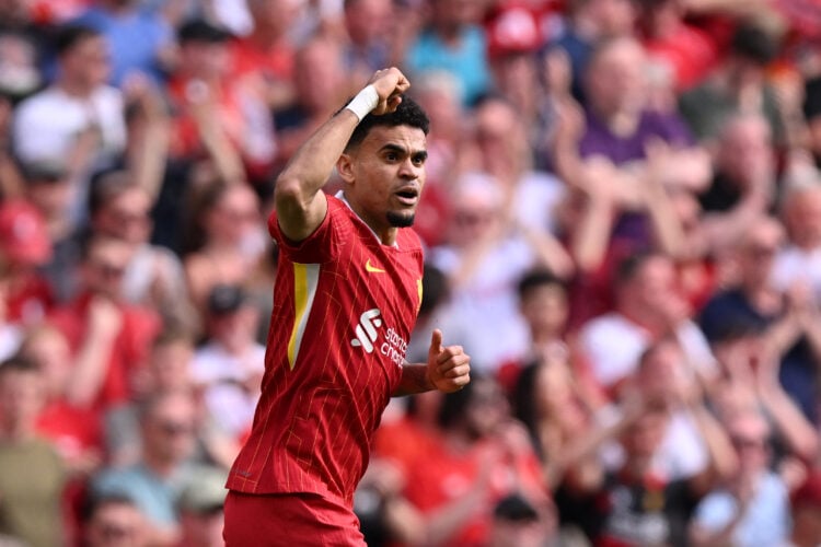 Luis Diaz celebrates during Liverpool vs Arsenal