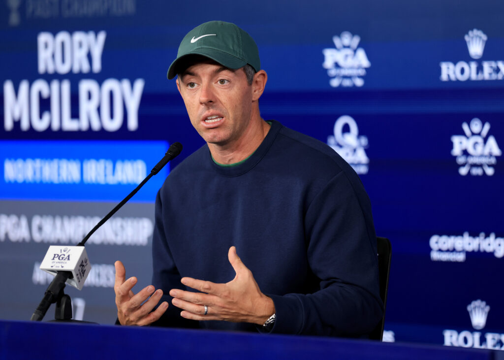 Rory McIlroy in a press conference speaking to reporters
