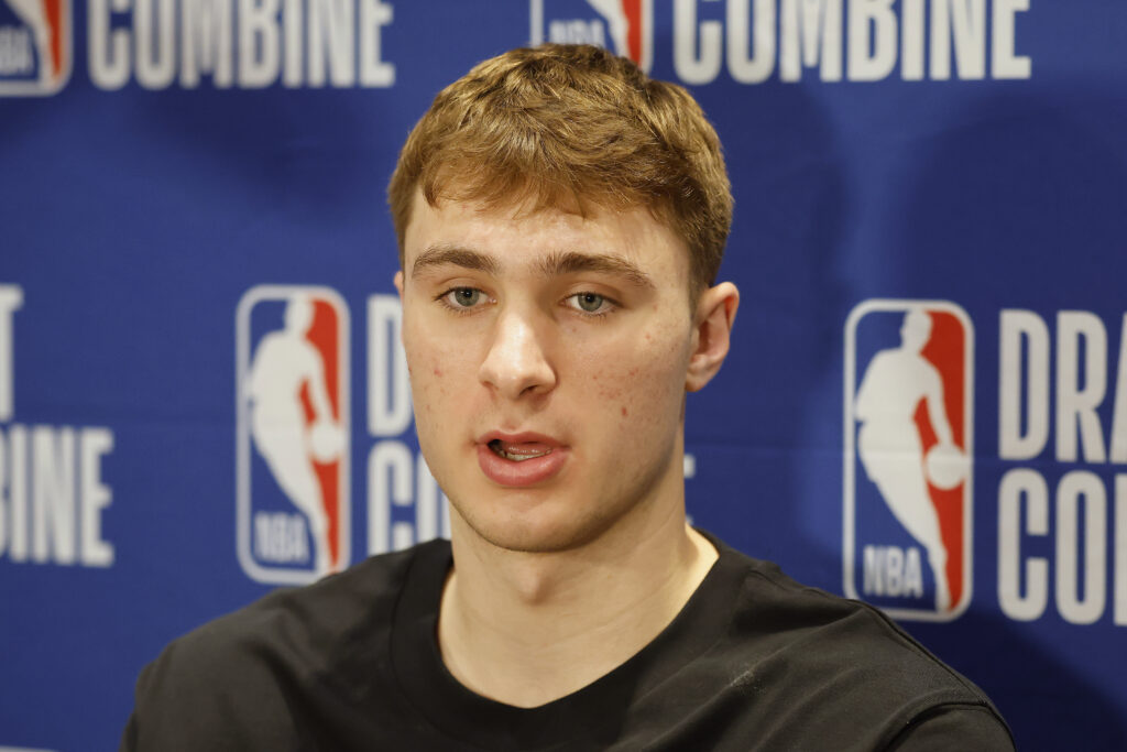 Cooper Flagg, the expected No.1 pick of the 2025 NBA Draft at the NBA Draft Combine.
