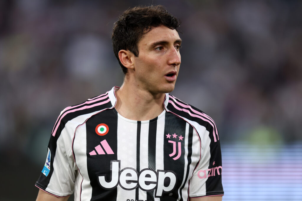 Andrea Cambiaso looks on during Juventus' Serie A match with Udinese Calcio.