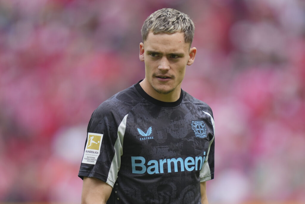 Florian Wirtz in action for Bayer Leverkusen against Liverpool