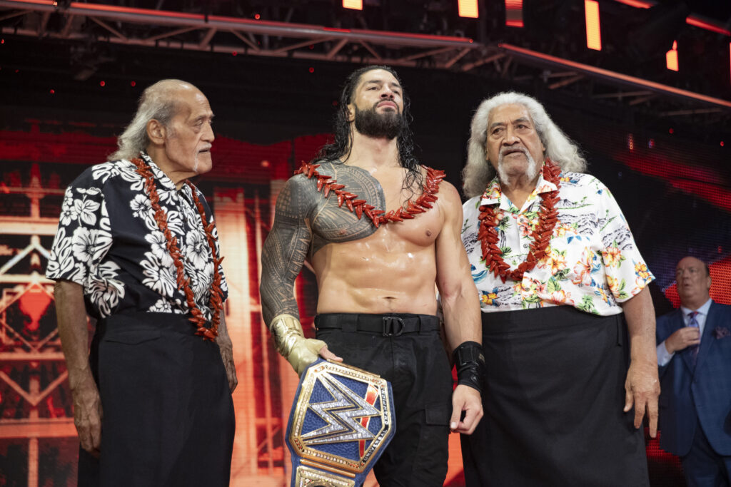 Roman Reigns with The Wild Samoans on WWE in 2020