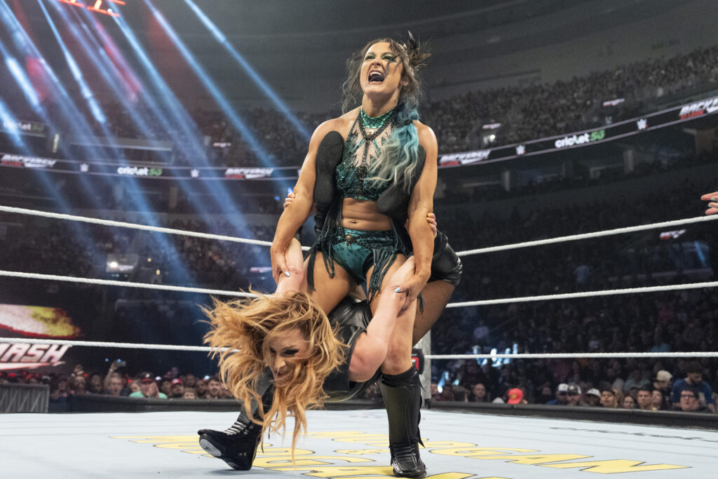 Lyra Valkyria wrestling Becky Lynch at WWE Backlash