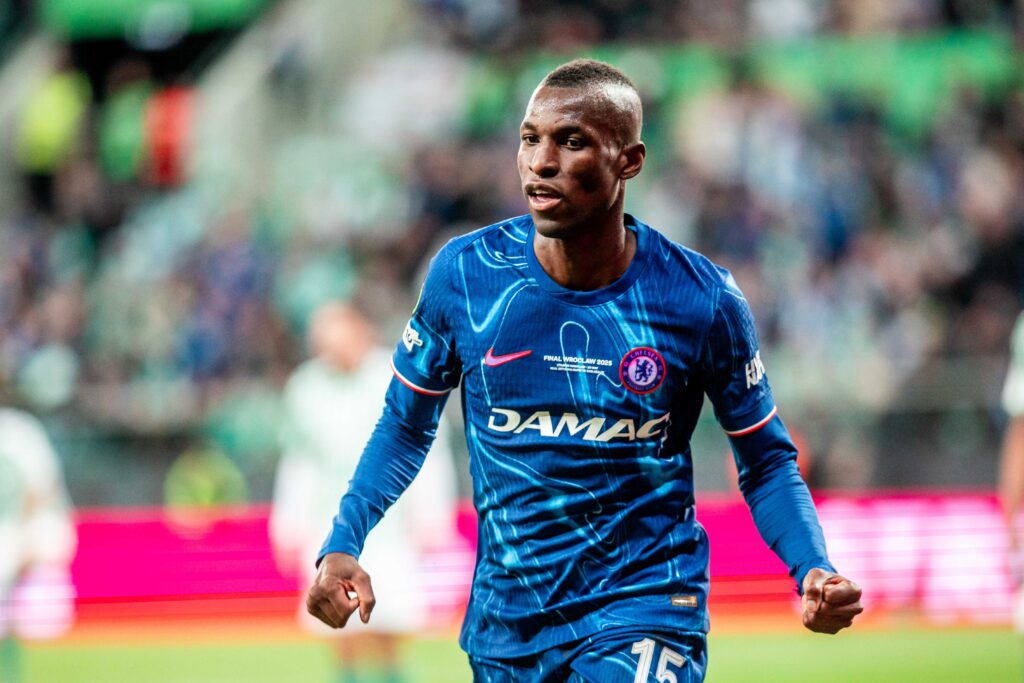 RNicolas Jackson of Chelsea FC celebrates after scoring his team's second goal