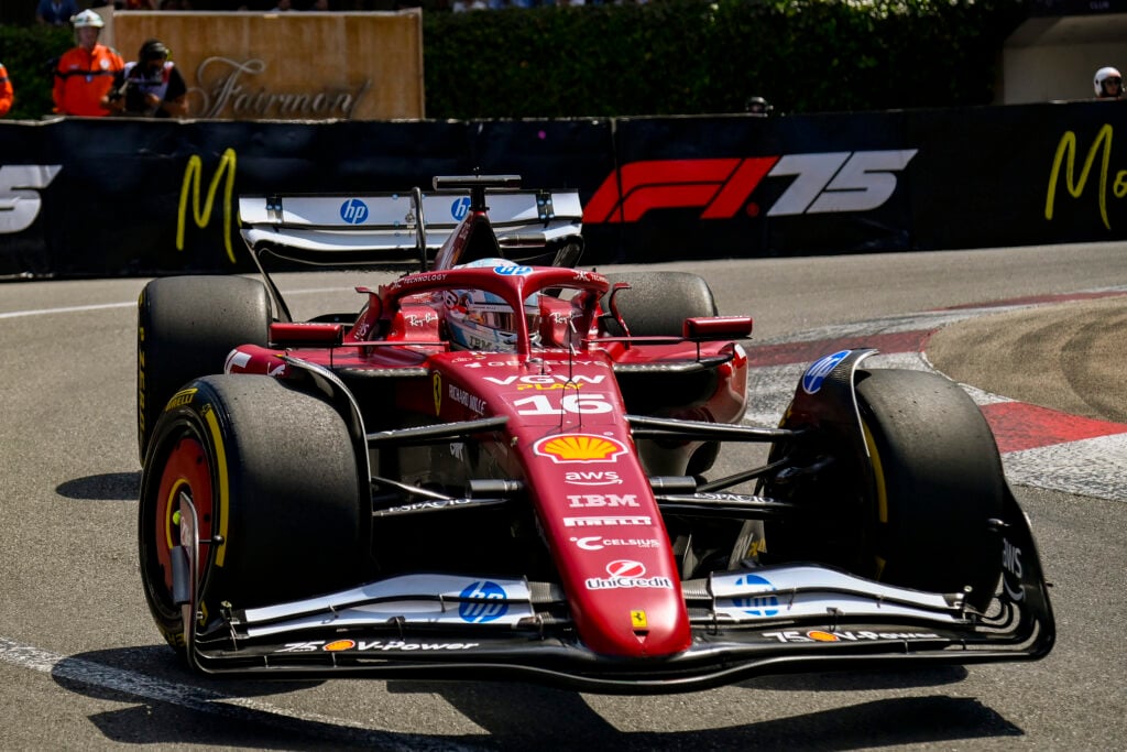 Charles Leclerc driving his Ferrari during the 2025 Monaco Grand Prix.
