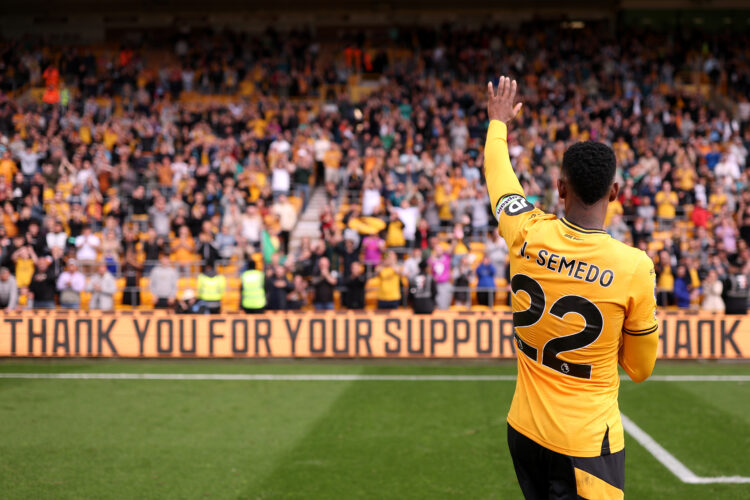 Nelson Semedo waves to Wolves fans