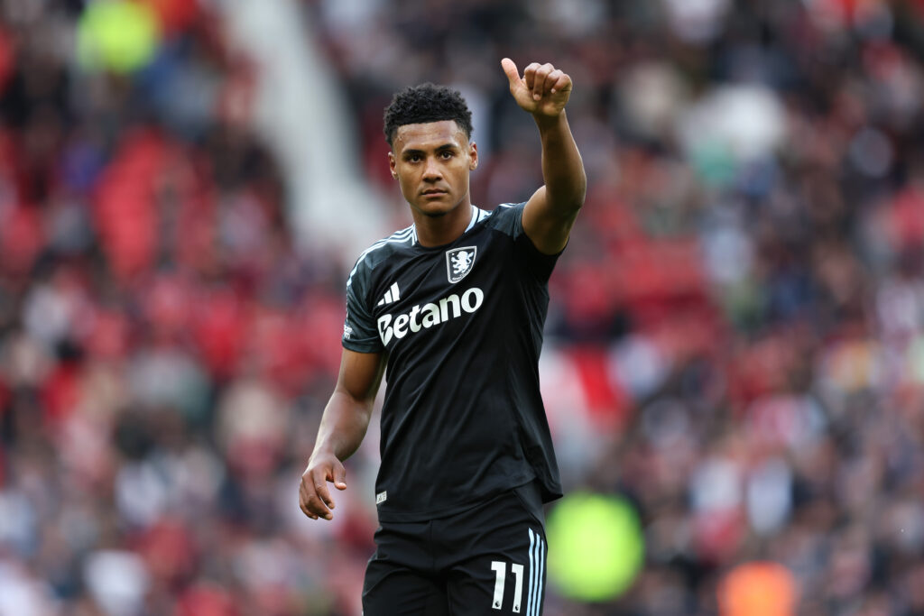 Ollie Watkins gestures during Manchester United vs Aston Villa