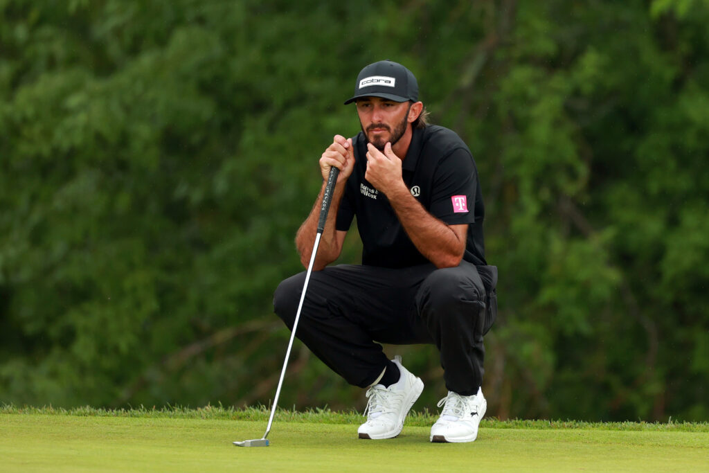 Max Homa of the United States looks over the 2nd green during the first round of the RBC Canadian Open 2025