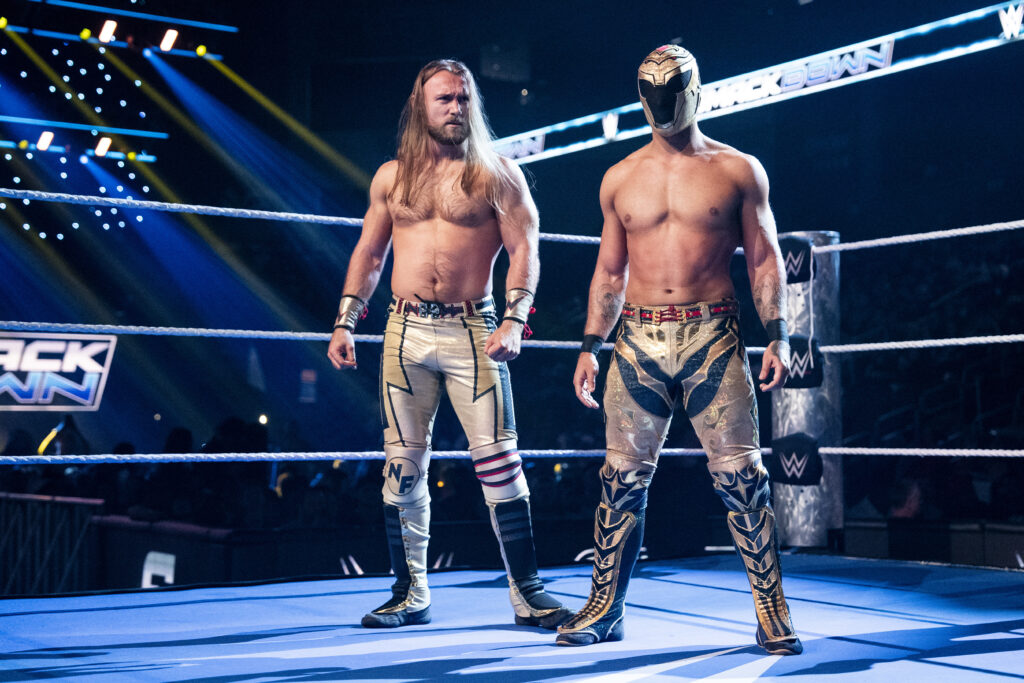 Fraxiom in the middle of the ring on WWE SmackDown