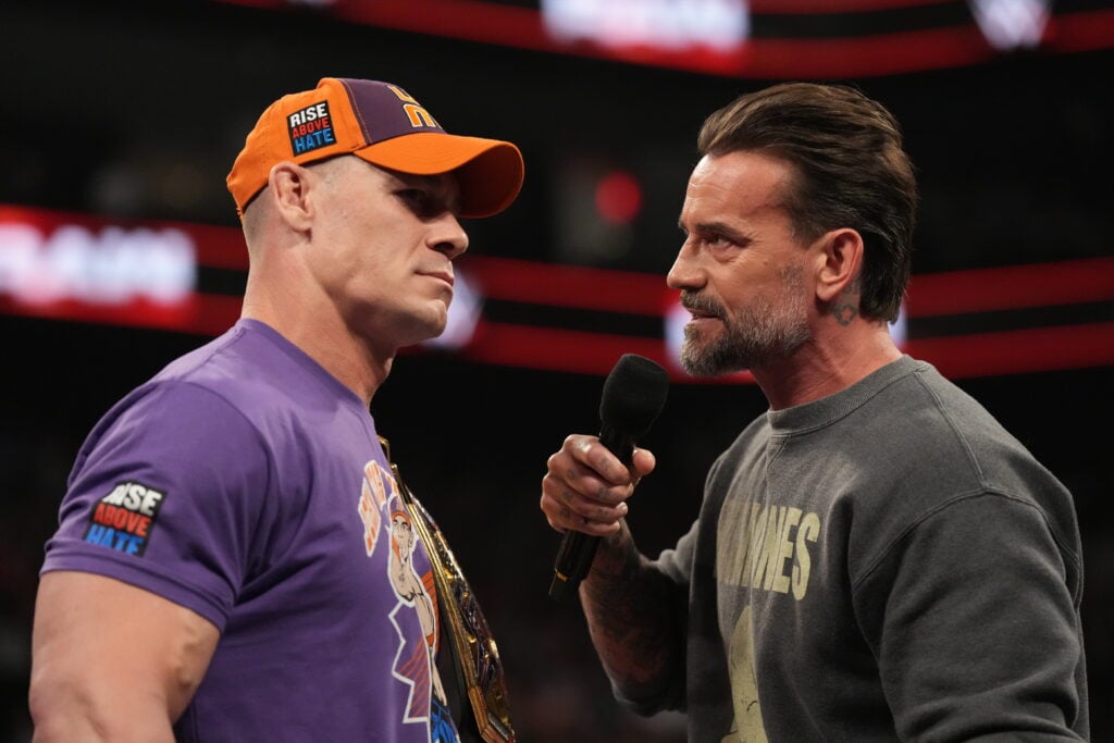 CM Punk confronting John Cena on WWE Monday Night RAW