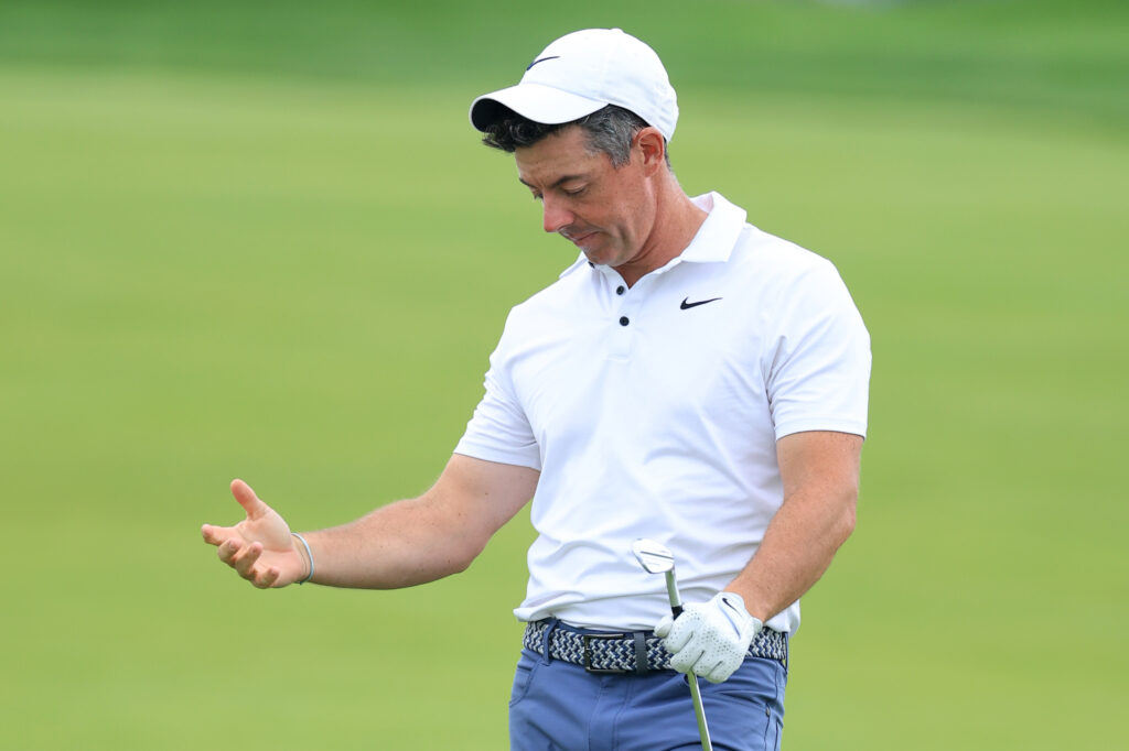 Rory McIlroy reacts during the final round of the U.S. OPEN