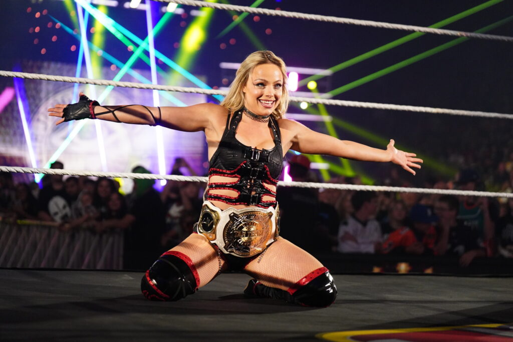 Liv Morgan making her WWE entrance on Monday Night RAW in Green Bay, Wisconsin
