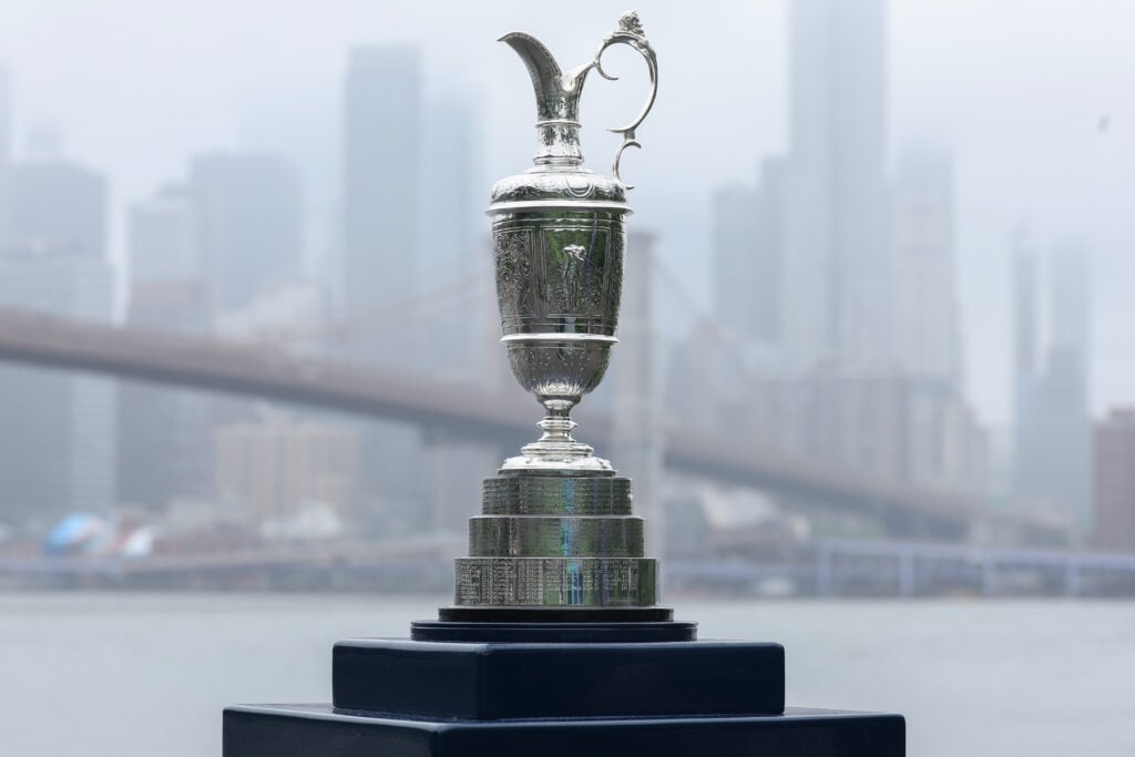 A close up picture of the Open Championship trophy, Claret Jug