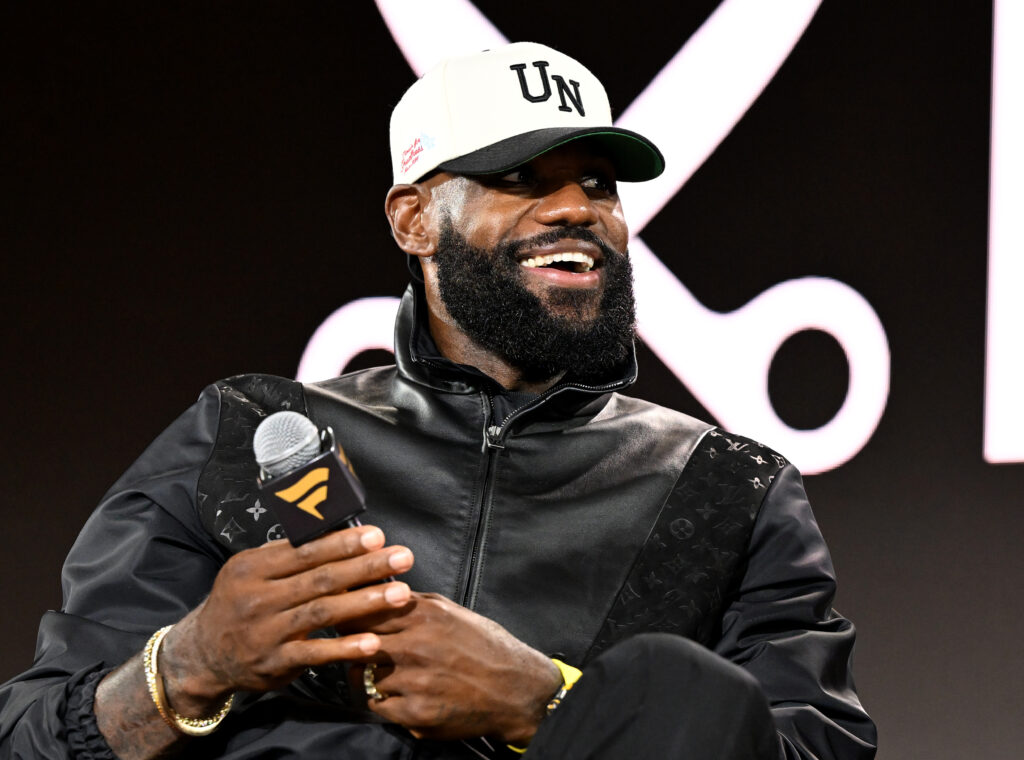 LeBron James speaks onstage at Fanatics Fest NYC 2025