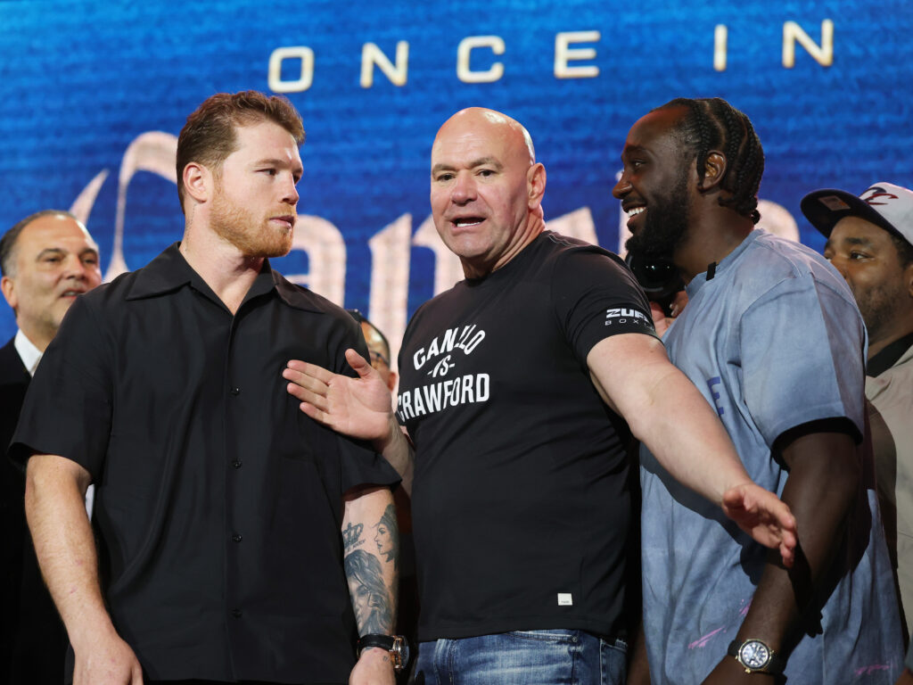 Canelo Alvarez and Terence Crawford face-off ahead of September clash