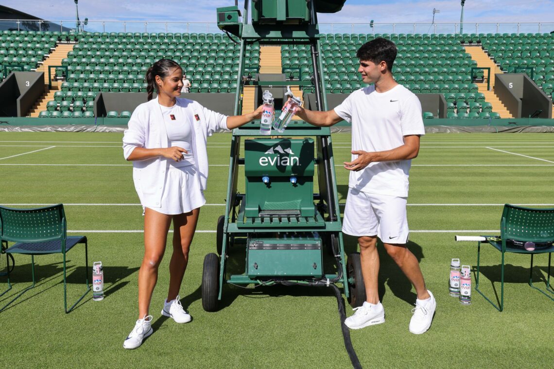 Carlos Alcaraz and Emma Raducanu at evian's Pre-Wimbledon Event At Their Mountain Of Youth VIP Suite