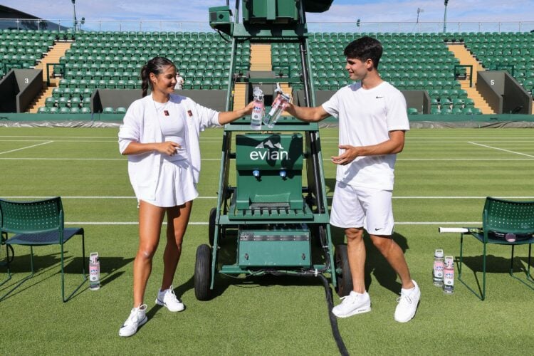Carlos Alcaraz and Emma Raducanu at evian's Pre-Wimbledon Event At Their Mountain Of Youth VIP Suite
