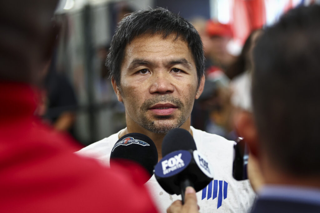 Manny Pacquiao is interviewed by media