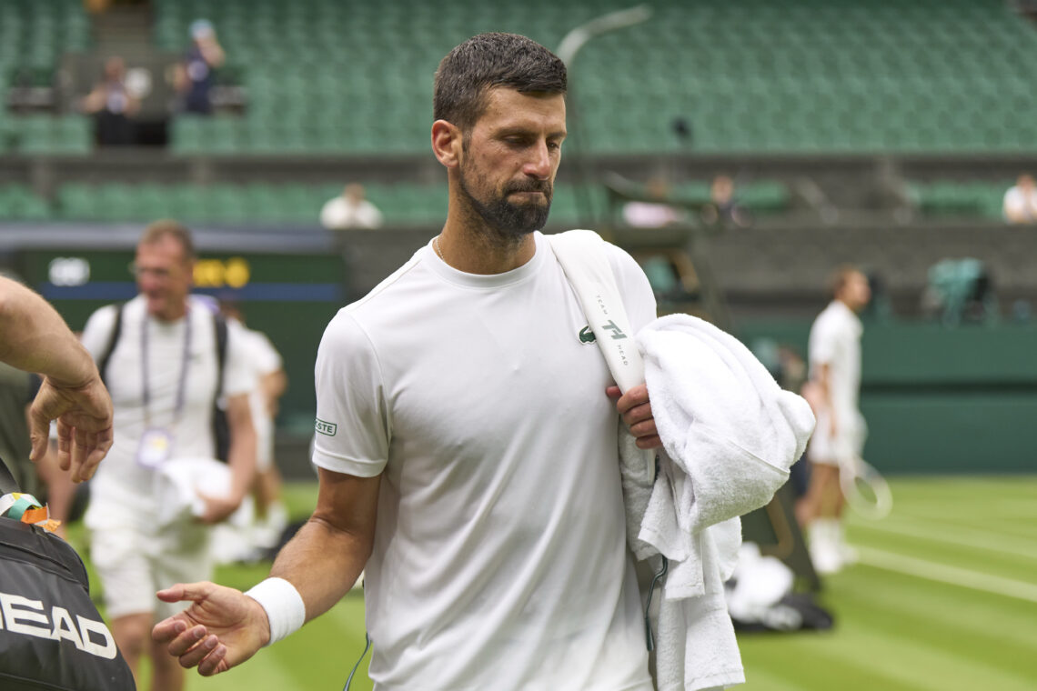 Novak Djokovic practicing ahead of Wimbledon 2025