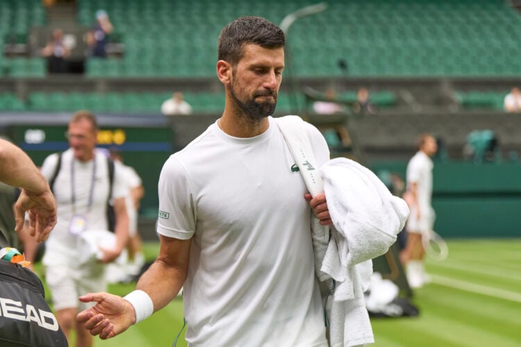 Novak Djokovic practicing ahead of Wimbledon 2025