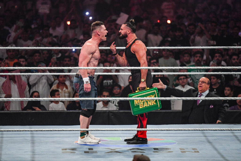 Seth Rollins arguing with John Cena at WWE Night Of Champions