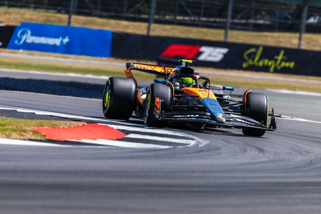 Lando Norris of McLaren during Free Practice 1 Formula One British Grand Prix