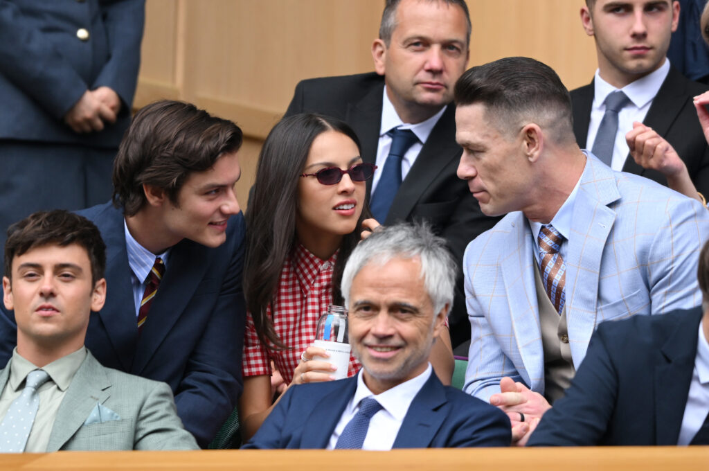 John Cena, Olivia Rodrigo, and Louis Partridge at Wimbledon 2025