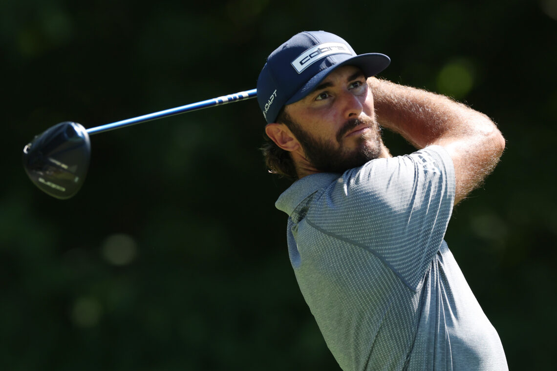 Max Homa of the United States plays his shot from the second tee during the first round of the John Deere Classic 2025