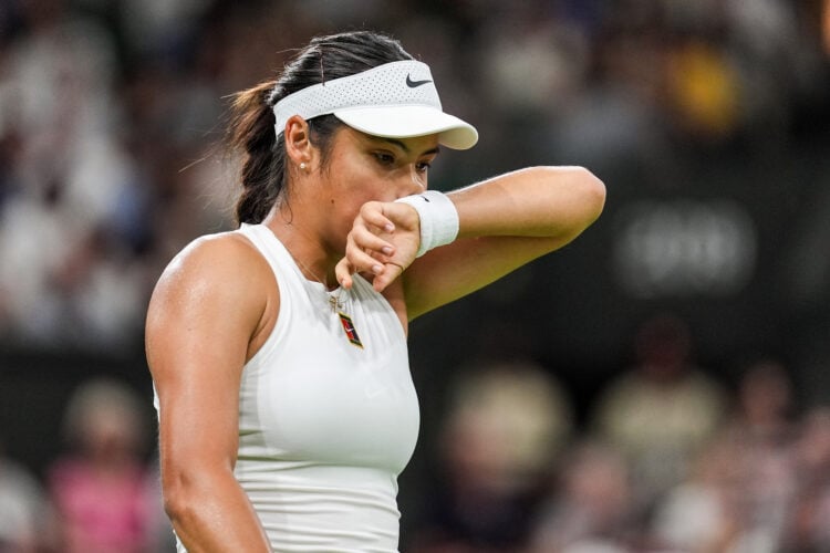Emma Raducanu playing Aryna Sabalenka in the third round of Wimbledon 2025