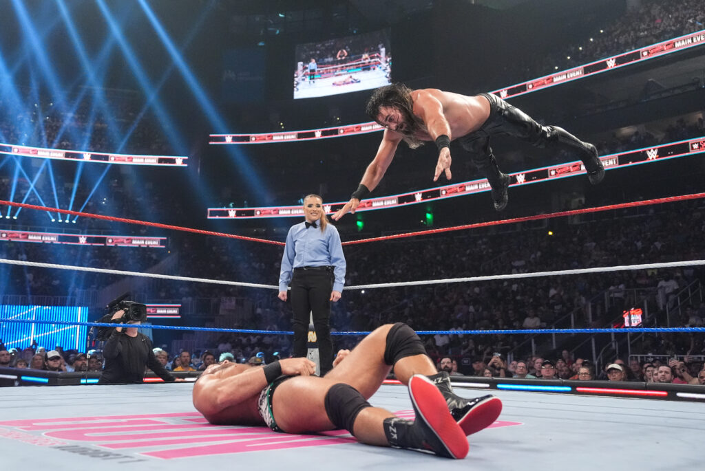 Seth Rollins facing LA Knight at WWE Saturday Night's Main Event, the match in which he injured himself