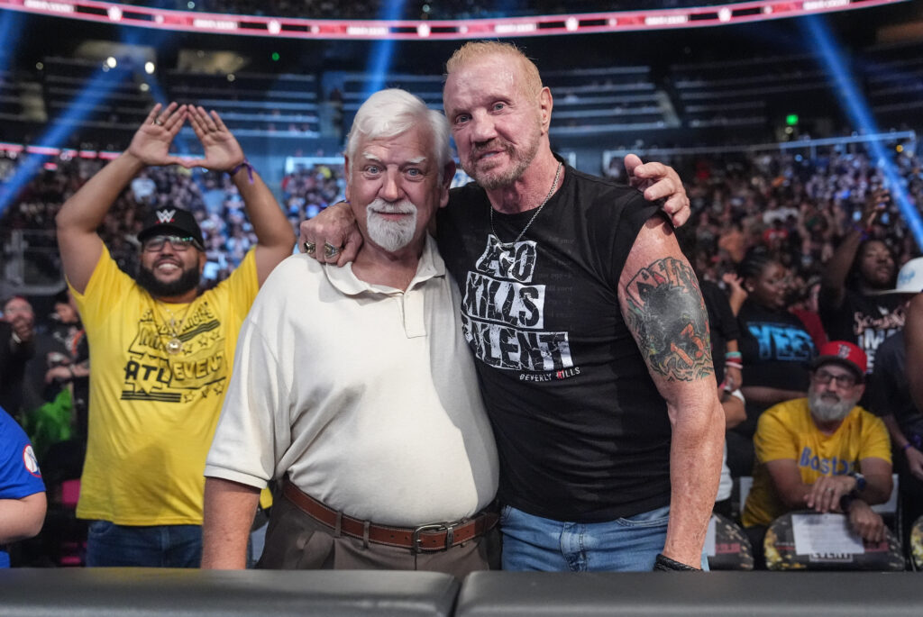 Diamond Dallas Page and Doug Dellinger in attendance for Goldberg's final wrestling match at WWE Saturday Night's Main Event