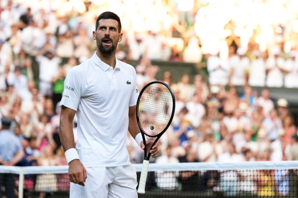 Novak Djokovic winning his Wimbledon quarterfinal against Flavio Cobolli