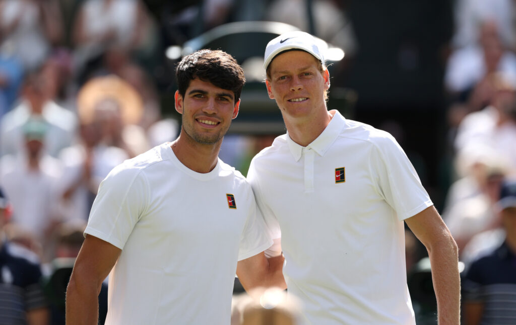 Jannik Sinner and Carlos Alcaraz ahead of the 2025 Wimbledon final