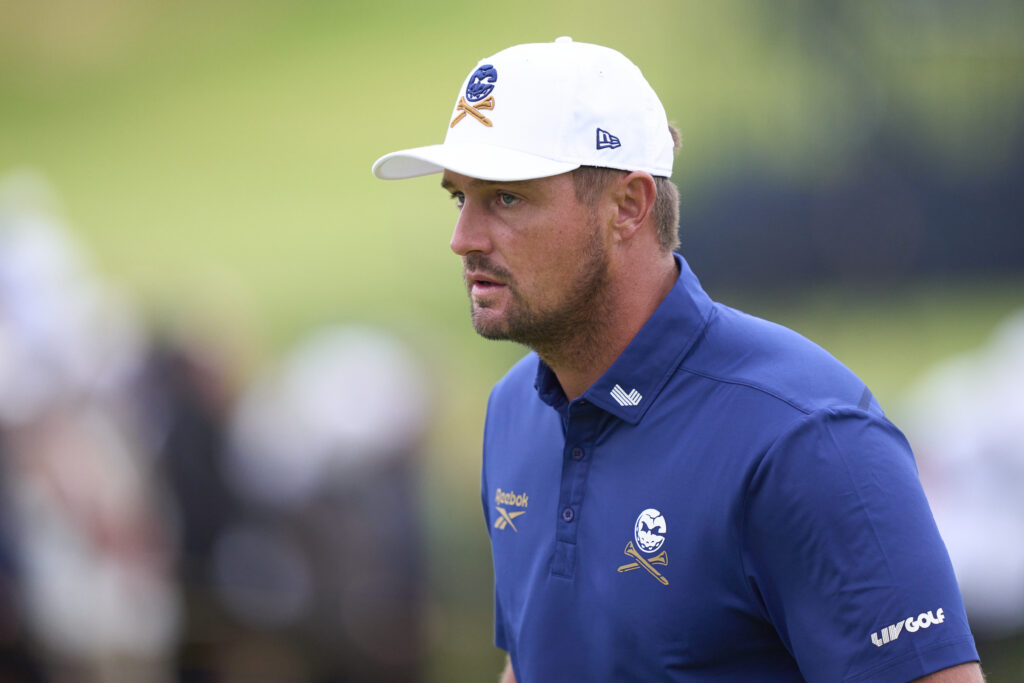 Bryson DeChambeau of United States looks on at the 2025 Open Championships