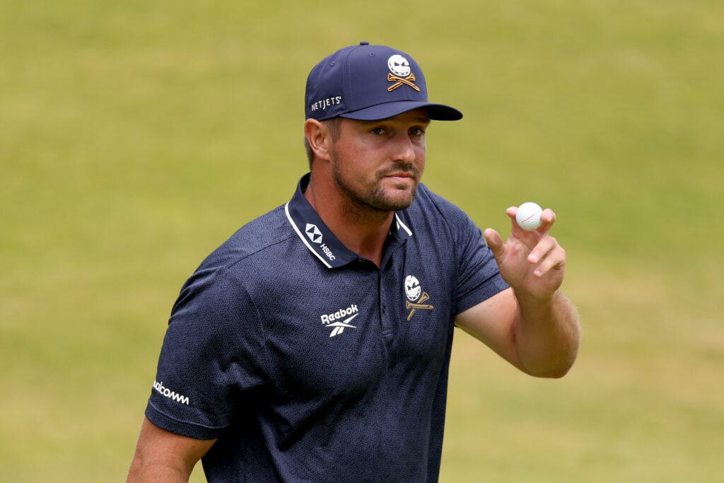 Bryson DeChambeau of the United States acknowledges the crowd