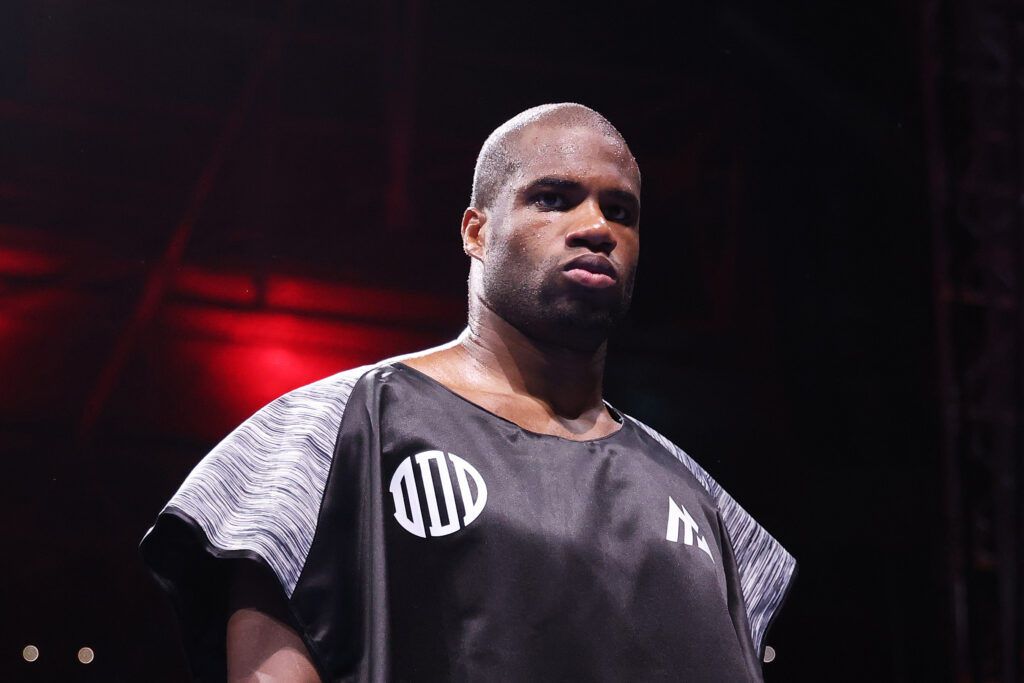 Daniel Dubois enters the ring following his ring-walk prior to fight against Oleksandr Usyk
