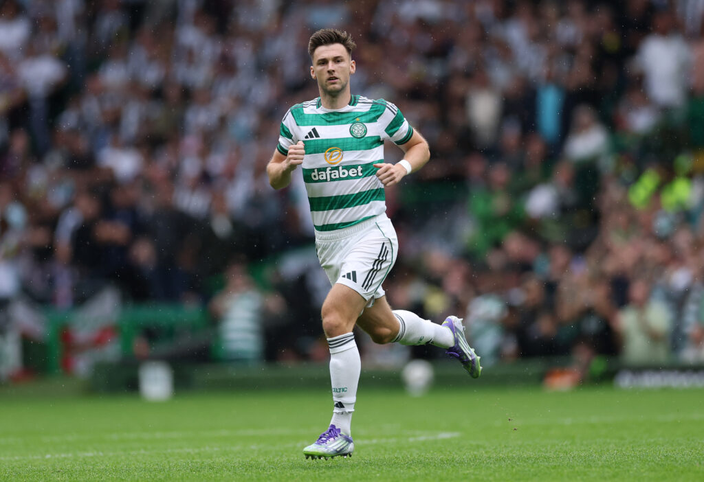 Kieran Tierney looks on during Celtic v Newcastle United
