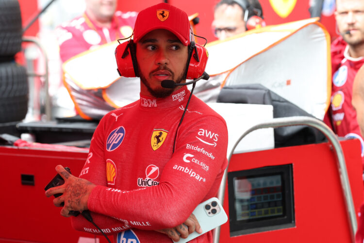 Lewis Hamilton looks on during the F1 Grand Prix of Belgium