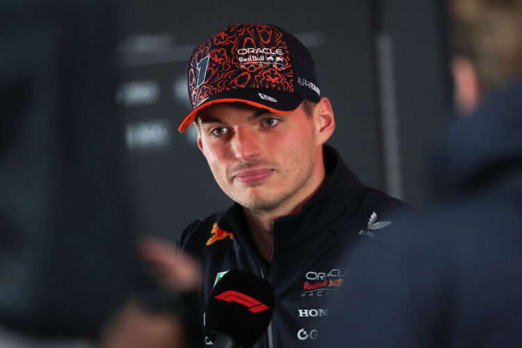 Max Verstappen of the Netherlands and Oracle Red Bull Racing is interviewed