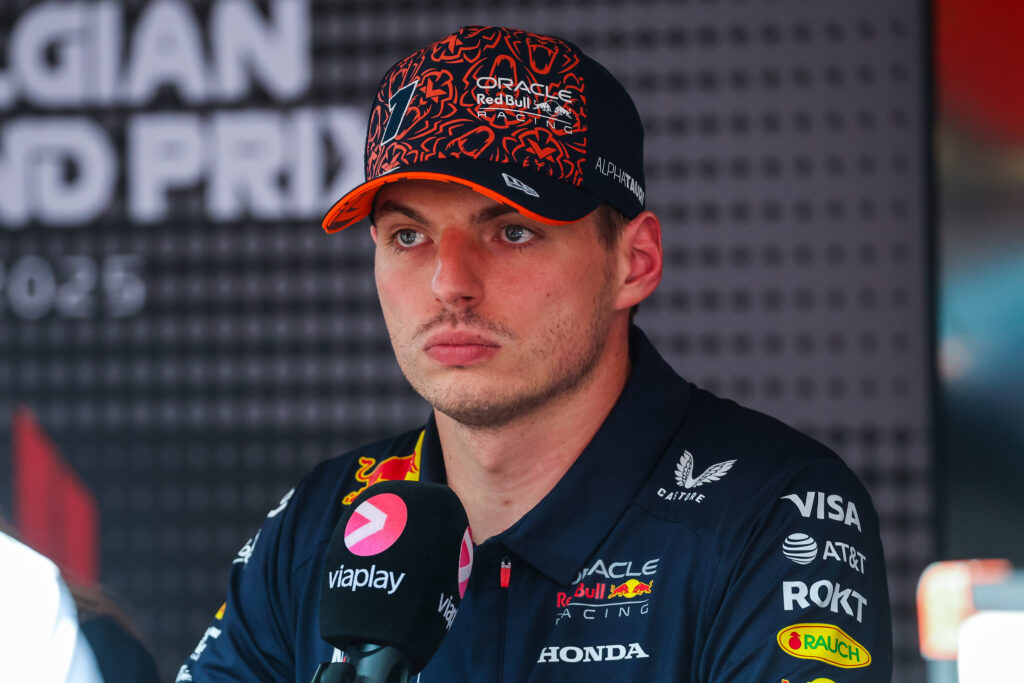 Max Verstappen speaks during the F1 Grand Prix of Belgium