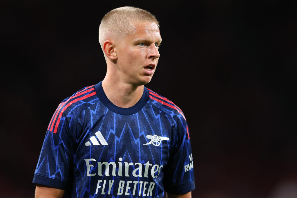 Oleksandr Zinchenko playing for Arsenal against Newcastle in pre-season