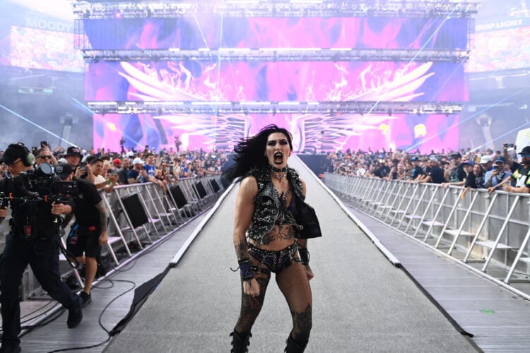 Rhea Ripley making her entrance at WWE SummerSlam 2025