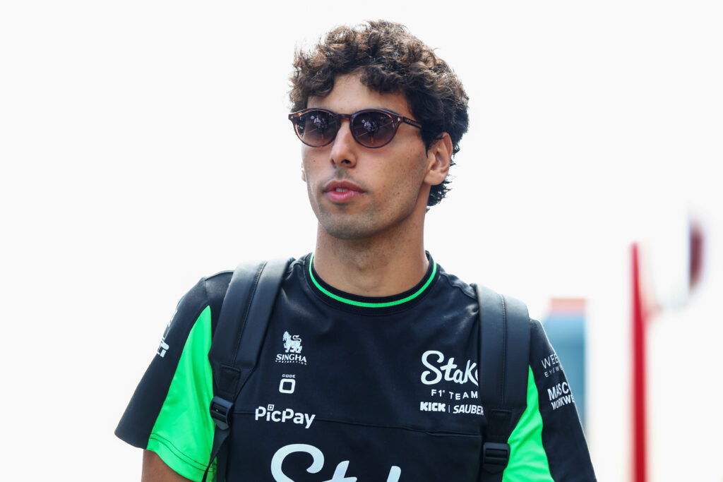 Gabriel Bortoleto smiles at the F1 Grand Prix of Hungary