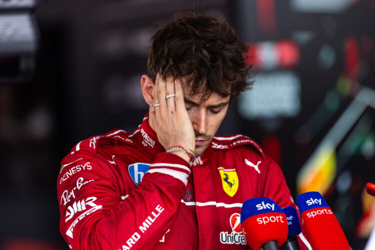 Charles Leclerc of Monaco and Ferrari speaks of frustration in the media pen