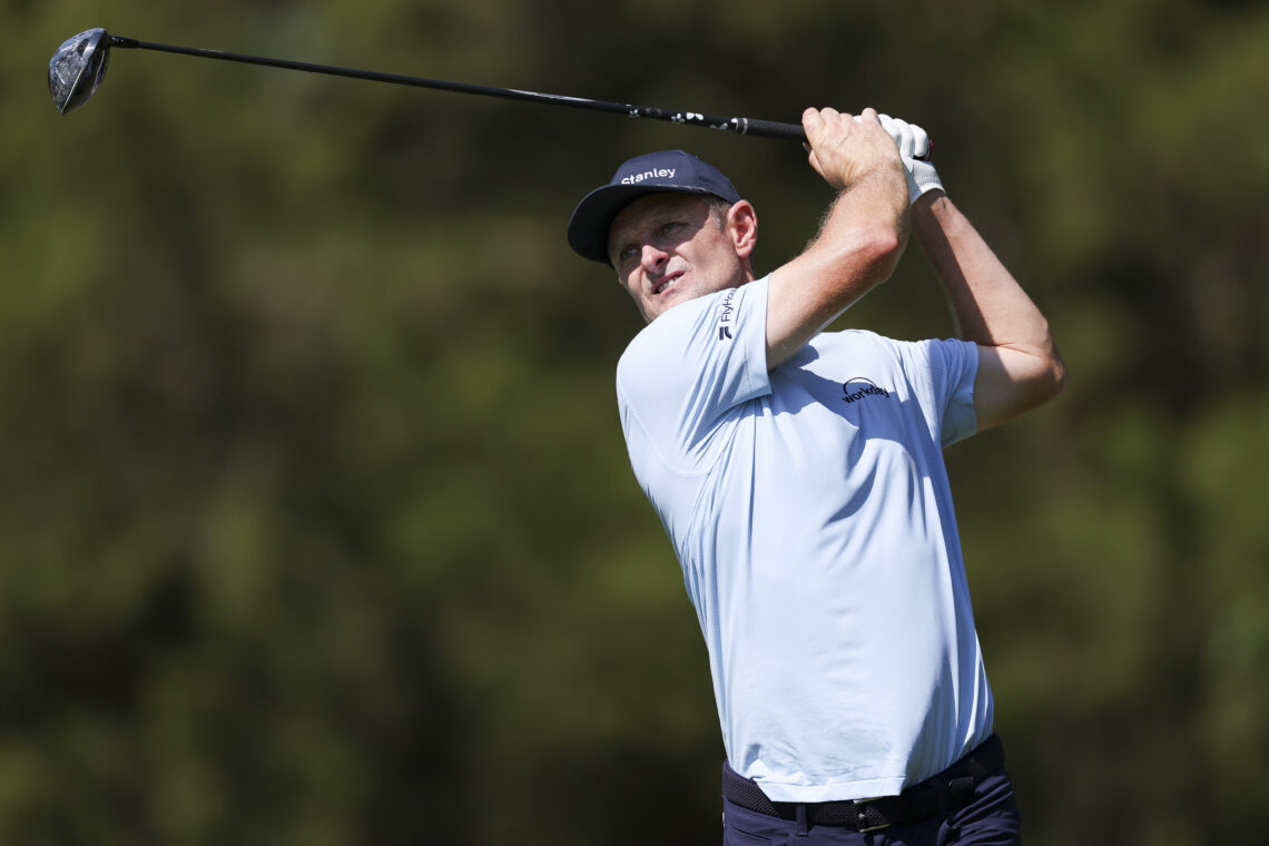 Justin Rose of England hits a tee shot