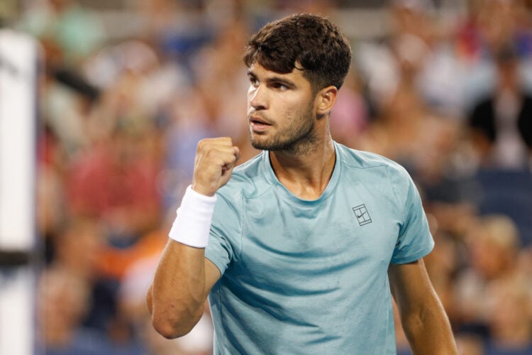 Carlos Alcaraz playing at the Cincinnati Open in 2025