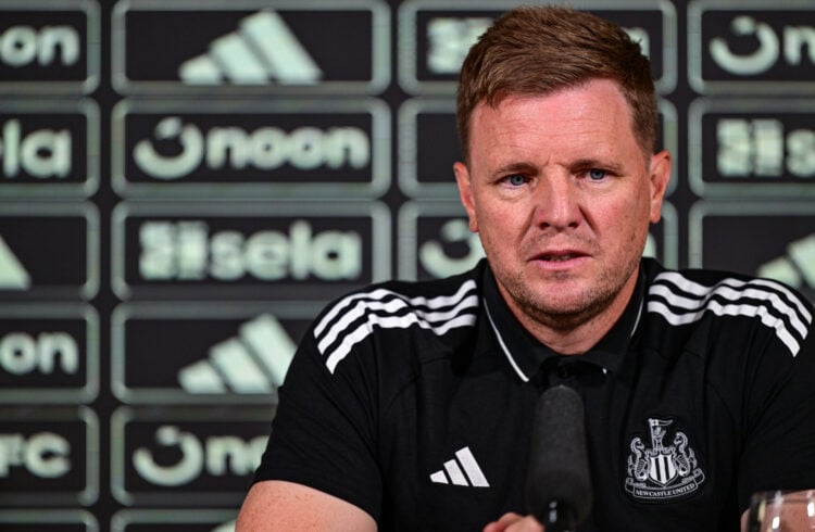 Newcastle United Head Coach Eddie Howe speaks to the media.