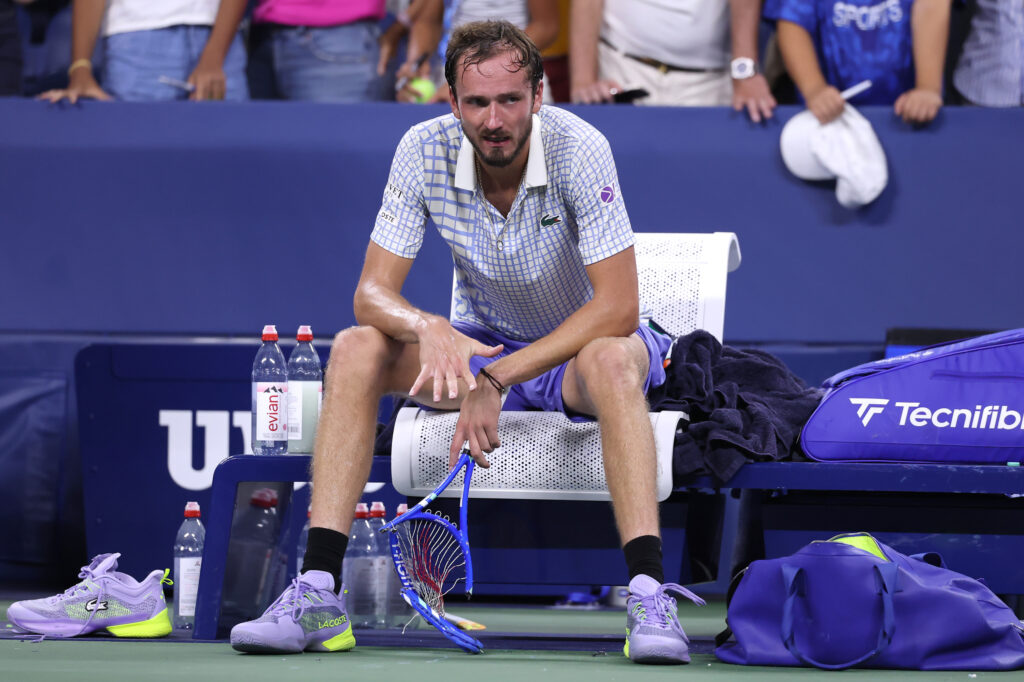 Daniil Medvedev during his first round loss to Benjamin Bonzi at the 2025 US Open