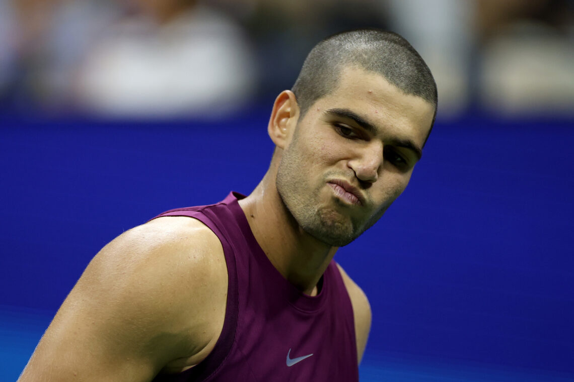Carlos Alcaraz during his second round match with Mattia Bellucci at the 2025 US Open